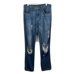 CarMar David Jeans 26 Womens Blue Distressed Straight Leg Boyfriend Relaxed